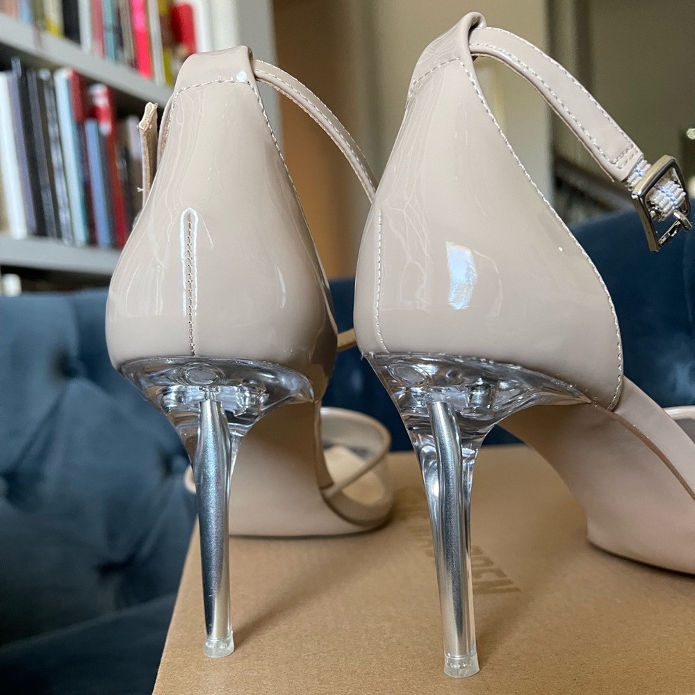 NEW Steve Madden Pink PVC Clear Ankle Strap Moxxi Stiletto Pointed Toe Heels NIB